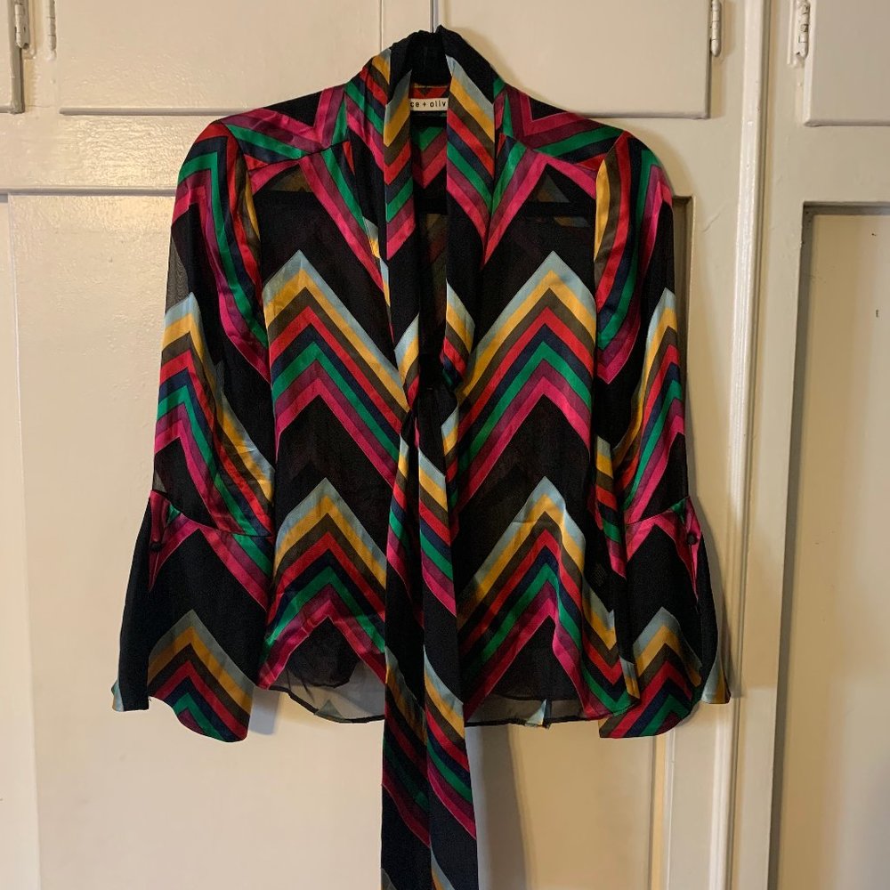 Meridith Tie Neck Bell Sleeve Blouse